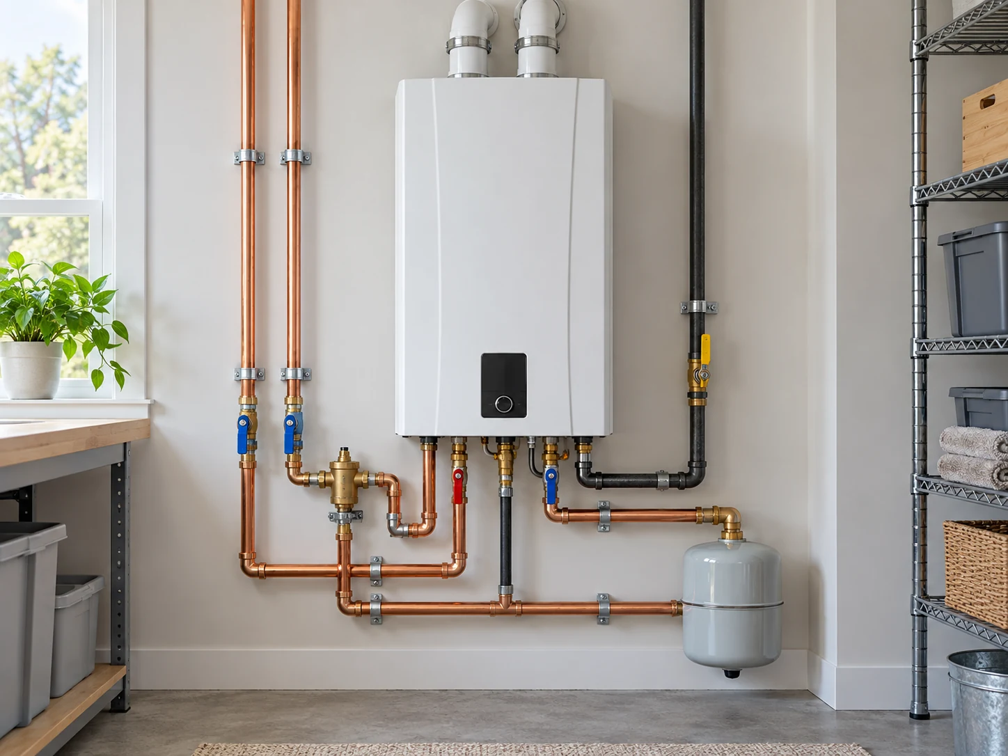 Illustrative tankless water heating system
